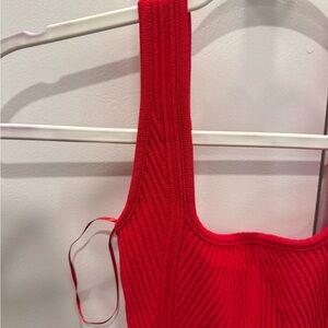 Zara Red Ribbed Bodysuit